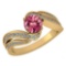 Certified 1.47 Ctw Pink Tourmaline And Diamond Wedding/Engagement Style 14K Yellow Gold Halo Ring (V