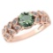 Certified 1.47 Ctw Green Amethyst And Diamond Wedding/Engagement Style 14k Rose Gold Halo Rings (VS/
