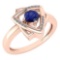 Certified 0.27 Ctw Blue Sapphire And Diamond Wedding/Engagement Style 14K Yellow Gold Halo Ring (VS/