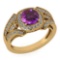 Certified 1.58 Ctw Amethyst And Diamond Wedding/Engagement Style 14K Yellow Gold Halo Ring (VS/SI1)