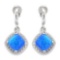 1.00 CT CREATED BLUE MAGIC OPAL & DIAMOND .925 STERLING SILVER EARRINGS