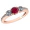Certified 1.06 Ctw Ruby And Diamond Wedding/Engagement Style 14k Rose Gold Halo Ring (VS/SI1)