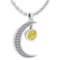 Certified 1.76 Ctw Treated Fancy Yellow Diamond And White Diamond Moon Necklace For womens New Expre