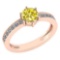 Certified 1.09 Ctw Treated Fancy Yellow Diamond And White Diamond Wedding/Engagement Style 14K Rose