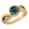Certified 1.44 Ctw Treated Fancy Blue Diamond And White Diamond 14k Yellow Gold Halo Ring (VS/SI1)