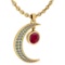 Certified 1.76 Ctw Ruby And Diamond Moon Necklace For womens New Expressions Love collection 14K Yel