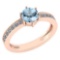 Certified 1.09 Ctw Aquamarine And Diamond Wedding/Engagement Style 14K Rose Gold Halo Ring (VS/SI1)