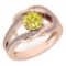 Certified 1.47 Ctw Treated Fancy Yellow Diamond And White Diamond Wedding/Engagement Style 14K Rose
