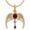 Certified 3.41 Ctw Garnet And Diamond Eagle Necklace For womens collection 14K Yellow Gold (VS/SI1)
