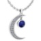 Certified 1.76 Ctw Blue Sapphire And Diamond Moon Necklace For womens New Expressions Love collectio