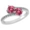 Certified 1.24 Ctw Pink Tourmaline And Diamond Wedding/Engagement Style 14k White Gold Halo Ring (SI