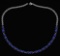 Certified 18.75 Ctw Blue Sapphire Princess Shape Necklace For womens 21st Century New collection 14K