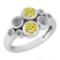 Certified 1.16 Ctw Treated Fancy Yellow Diamond And White Diamond 14k White Gold Halo Ring (VS/SI1)