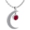 Certified 1.76 Ctw Ruby And Diamond Moon Necklace For womens New Expressions Love collection 14K Whi