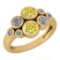 Certified 1.16 Ctw Treated Fancy Blue Diamond And White Diamond 14k Yellow Gold Halo Ring (I1/I2)