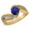 Certified 1.47 Ctw Blue Sapphire And Diamond Wedding/Engagement Style 14K Yellow Gold Halo Ring (VS/