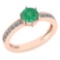 Certified 1.09 Ctw Emerlad And Diamond Wedding/Engagement Style 14K Rose Gold Halo Ring (VS/SI1)