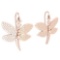 Gold Butterfly Wire Hook Earrings 14K Rose Gold Made In Italy