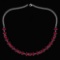 Certified 28.75 Ctw Ruby Square Shape Necklace For womens 21st Century New collection 14K White Gold