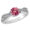 Certified 1.05 Ctw Pink Tourmaline And Diamond 14k White Gold Halo Ring (SI2/I1)