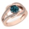 Certified 1.47 Ctw Treated Fancy Blue Diamond And White Diamond Wedding/Engagement Style 14K Rose Go