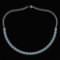 Certified 12.50 Ctw Blue Topaz Emerlad Cut Shape Necklace For womens 21st Century New collection 14K