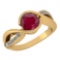 Certified 1.44 Ctw Ruby And Diamond 14k Yellow Gold Halo Ring (VS/SI1)