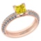 Certified 1.23 Ctw Treated Fancy Yellow Diamond And White Diamond Wedding/Engagement Style 14K Rose