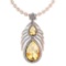 Certified 7.50 Ctw Citrine And Diamond Pear shape For womens Necklace 14K Rose Gold (VS/SI1)