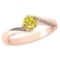 Certified 1.09 Ctw Treated Fancy Yellow Diamond And White Diamond 14K Rose Gold Halo Ring (SI2/I1)