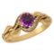 Certified 0.78 Ctw Amethyst And Diamond Wedding/Engagement Style 14K Yellow Gold Halo Ring (VS/SI1)