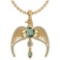 Certified 3.41 Ctw Green Amethyst And Diamond Eagle Necklace For womens collection 14K Yellow Gold (