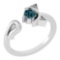 Certified 0.37 CtwTreated Fancy Blue Diamond And White Diamond Cat Style Ring 14K White Gold (SI2/I1