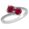 Certified 1.24 Ctw Ruby And Diamond Wedding/Engagement Style 14k White Gold Halo Ring (SI2/I1)