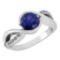 Certified 1.44 Ctw Blue Sapphire And Diamond 14k White Gold Halo Ring (SI2/I1)