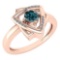 Certified 0.27 Ctw Treated Fancy Blue Diamond And White Diamond Wedding/Engagement Style 14K Yellow