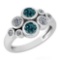 Certified 1.16 Ctw Treated Fancy Blue Diamond And White Diamond 14k White Gold Halo Ring (VS/SI1)