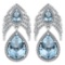 Certified 7.38 Ctw Aquamrine And Diamond Pear Shape Hangling Stud Earring 14k White Gold (SI2/I1)