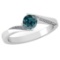 Certified 1.09 Ctw Treated Blue Yellow Diamond And White Diamond 14k White Gold Halo Ring (I1/I2)