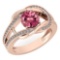 Certified 1.47 Ctw Pink Tourmaline And Diamond Wedding/Engagement Style 14K Rose Gold Halo Ring (VS/