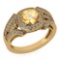 Certified 1.58 Ctw Citrine And Diamond Wedding/Engagement Style 14K Yellow Gold Halo Ring (VS/SI1)