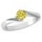 Certified 1.09 Ctw Treated Fancy Yellow Diamond And White Diamond 14k White Gold Halo Ring (I1/I2)