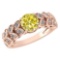 Certified 1.47 Ctw Treated Fancy Yellow Diamond And White Diamond Wedding/Engagement Style 14k Rose