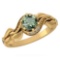 Certified 0.78 Ctw Green Amethyst And Diamond Wedding/Engagement Style 14K Yellow Gold Halo Ring (VS