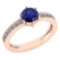 Certified 1.09 Ctw Blue Sapphire And Diamond Wedding/Engagement Style 14K Rose Gold Halo Ring (VS/SI