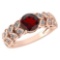Certified 1.47 Ctw Garnet And Diamond Wedding/Engagement Style 14k Rose Gold Halo Rings (VS/SI1)