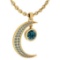 Certified 1.76 Ctw Treated Fancy Blue Diamond And White Diamond Moon Necklace For womens New Express