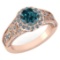 Certified 1.89 Ctw Treated Fancy Blue Diamond And White Diamond Wedding/Engagement Style 14k Rose Go