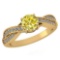 Certified 1.05 Ctw Treated Fancy Yellow Diamond And White Diamond 14K Yellow Gold Halo Ring (SI2/I1)