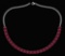 Certified 18.75 Ctw Garnet Princess Shape Necklace For womens 21st Century New collection 14K White